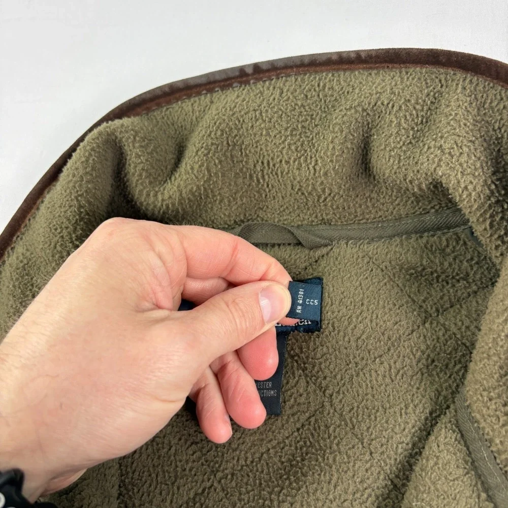 Vintage Polo Ralph Lauren Quilted Jacket Mens XL Green Full Zip Lined Y2K
